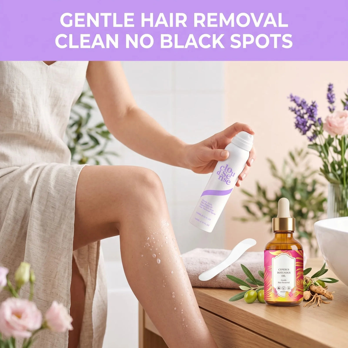 Painless Hair Removal Spray+Cyperus Rotundus Care Oil Fast Acting