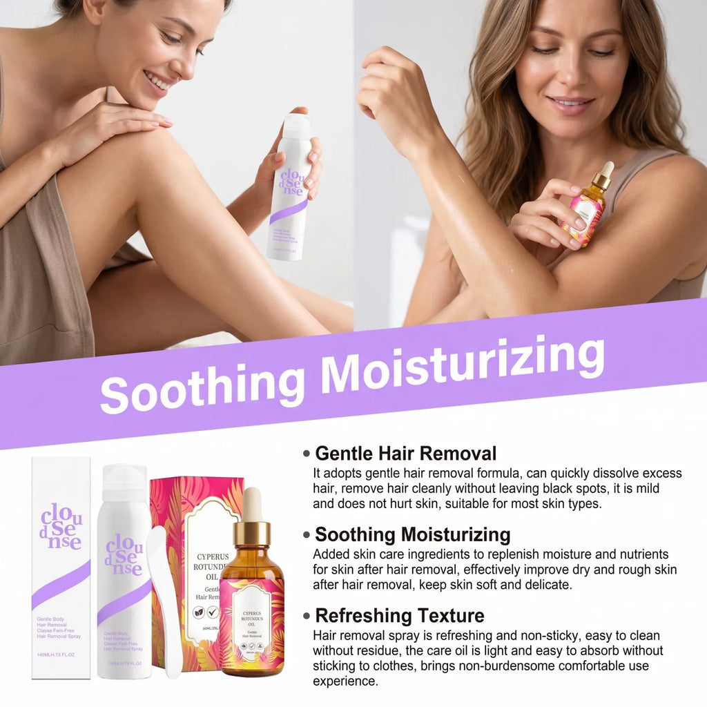 Painless Hair Removal Spray+Cyperus Rotundus Care Oil Fast Acting